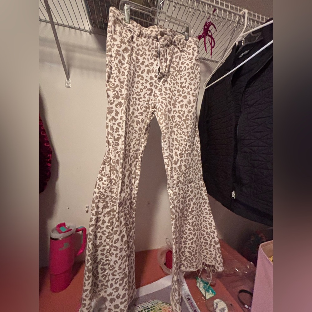 Leopard Print Flare & Wide Leg Jeans